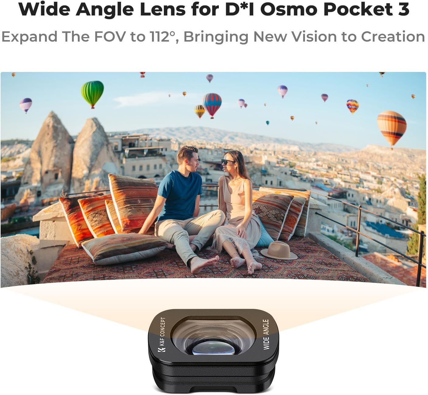K&F CONCEPT Wide-Angle Lens Compatible with DJI Osmo Pocket 3, Magnetic Attach/Multi-Coated/Optical Glass - Image 3